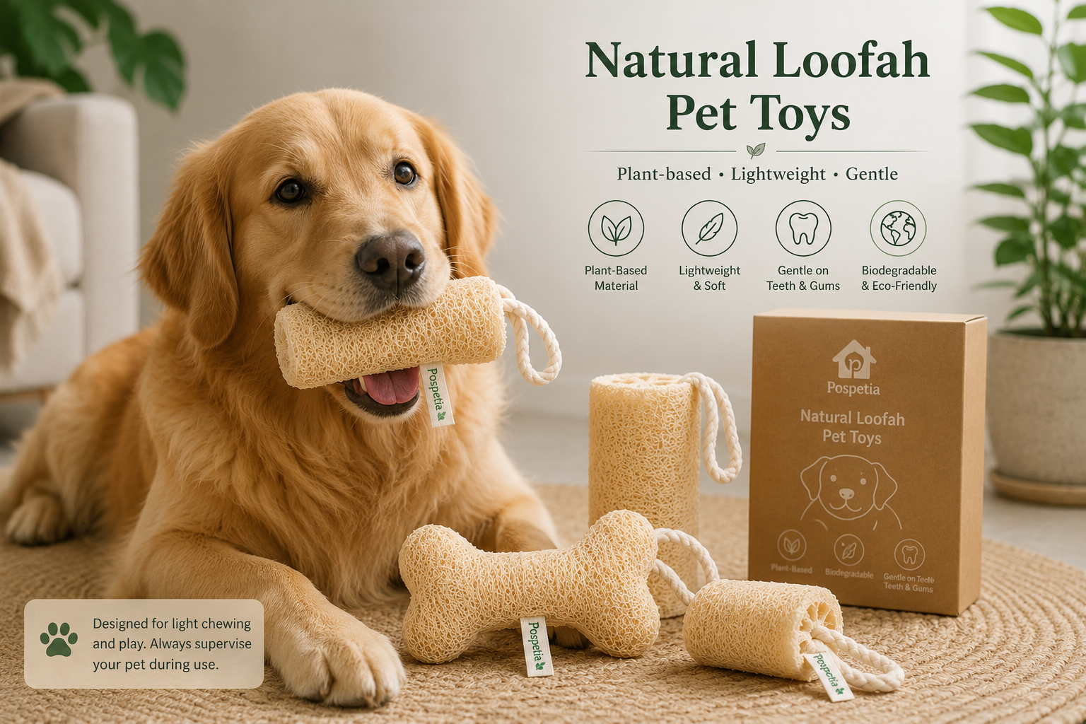 Natural loofah pet toys for dogs